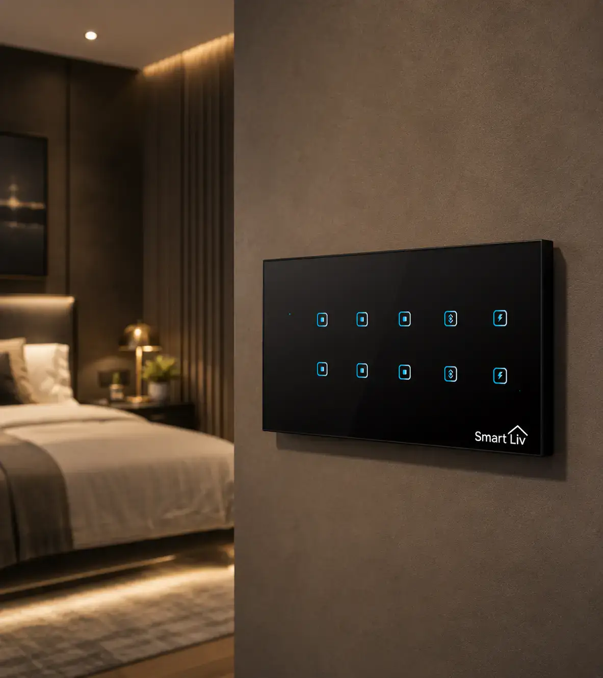 10-Gang Touch Switch - black colour